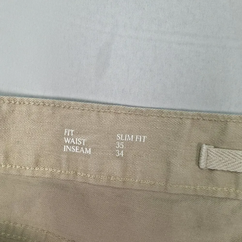 Banana Republic Mens Slim Fit Chino Pants 36x32 Khaki Stretch Casual Costal Prep